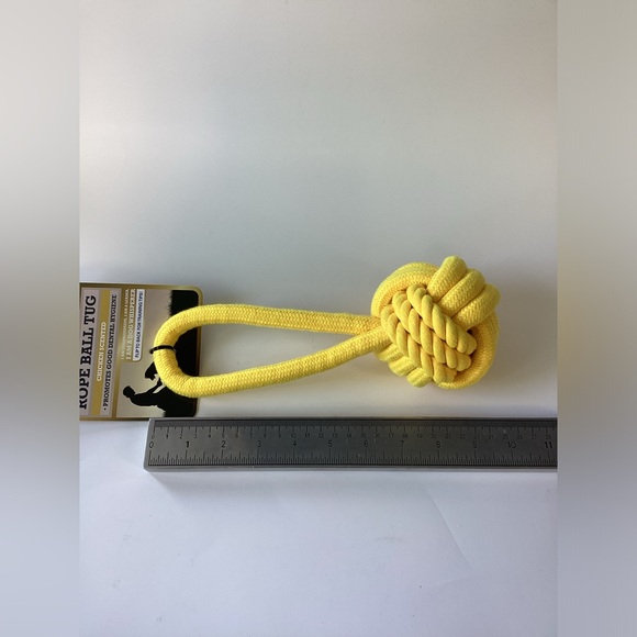 Dog Whisperer ~ Yellow Rope Ball Tug ~ Chicken Scented ~  Dog Toy - Picture 4 of 4
